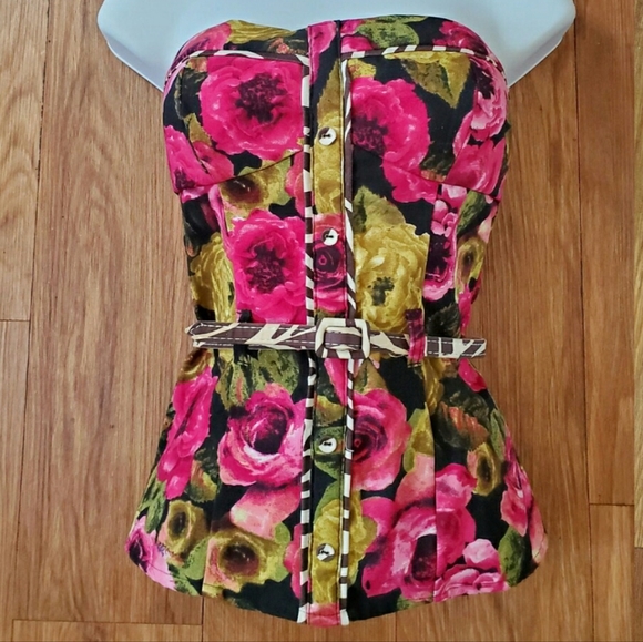 Tops - Womens Floral Bustier Top